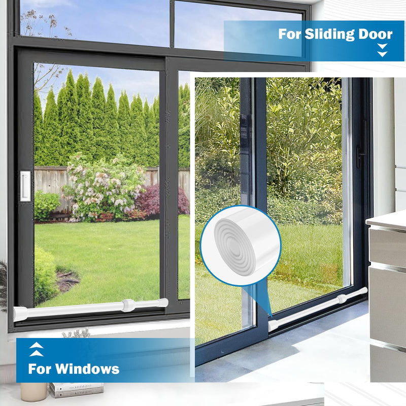 Artoshin 1 Pack Window Security Bar Adjustable Sliding Lock Security Stick for Rubber Tips, Adjustable Sliding Glass Door Lock Bars 15.7''-27.5'' Tension Rods 1.2'' Diameter Window Safety Lock Bar 16" to 28"-1Pcs