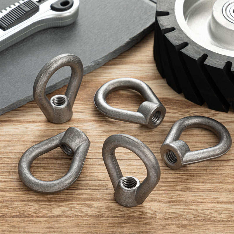 5 Pcs 1/2" Eye Nuts Forged Alloy Steel Threaded Fastener Lifting Eye Nuts for Heavy Duty Lifting Construction Machinery, Forestry, Metallurgy, Mining, Electrical Machinery 5 1/2"
