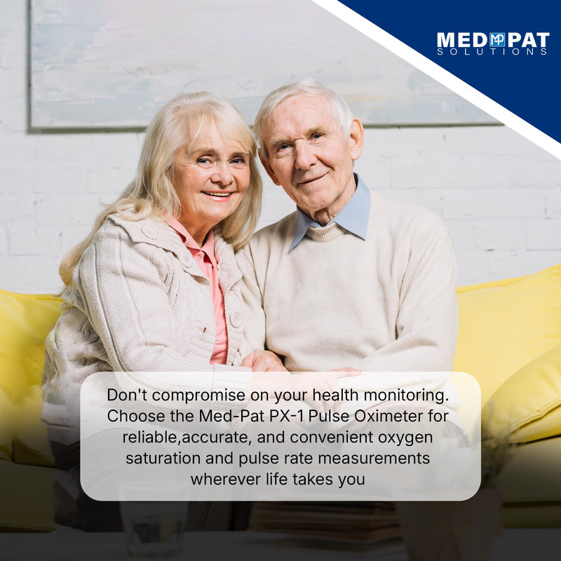 Med-Pat PX-1 Pulse Oximeter - Fingertip SpO2 Monitor - Accurate Oxygen & Pulse Readings - Portable for Home, Travel, Sports