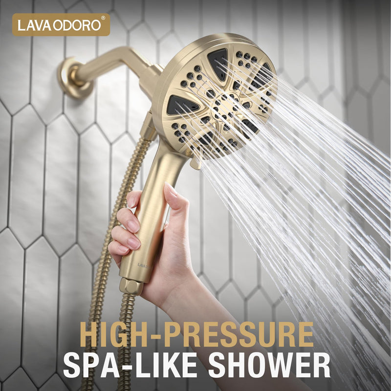 LAVA ODORO Handheld Shower Head with Magnetic Docking System Champagne Gold With Dock