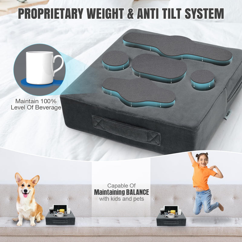 STBoo Couch Cup Holder Pillow - Sofa Drink Cup Holder Cozy Buddy | Bed Caddy Organizer Holds Remote, Snacks, Phones, Tablet | Waterproof Anti-Spill Sofa Beverage Tray for Car, Beach, RV, Boat (Grey) Grey-XL XL-13.5x13.5x3.75inch