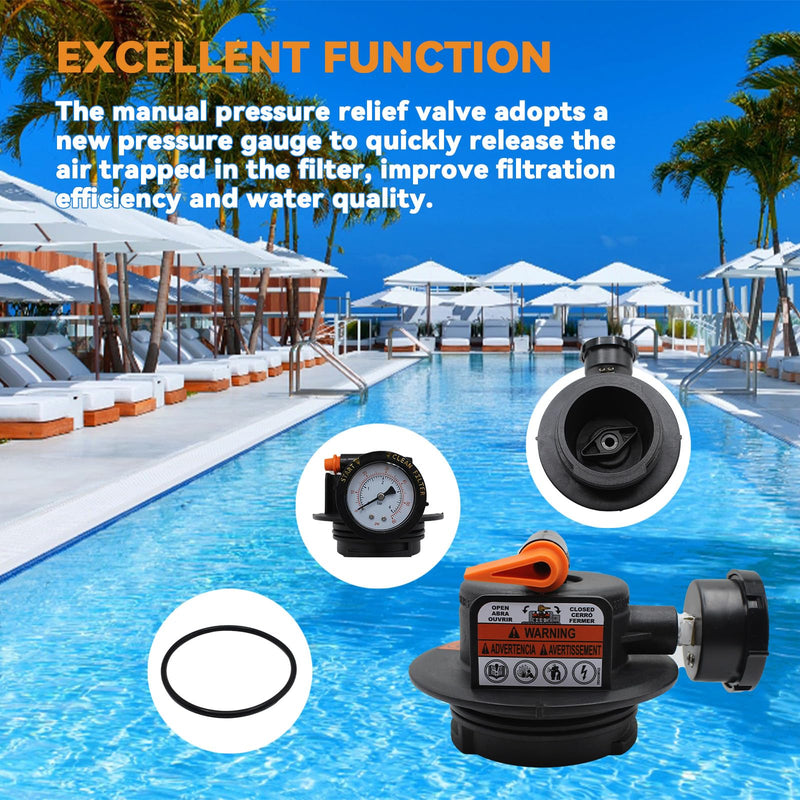 DEX2420MAR2 Manual Air Relief Assembly, Compatible with Pro Grid De Swimclear and Swim Clear Cartridge Filtersr, 2420MAR2 Air Relief Valve with Teflon Tape and O-Ring