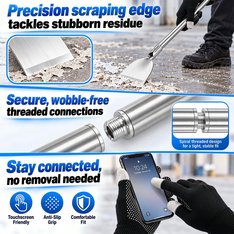 Frienda 56'' Stainless Steel Floor Scraper Tool with Detachable Long Handle