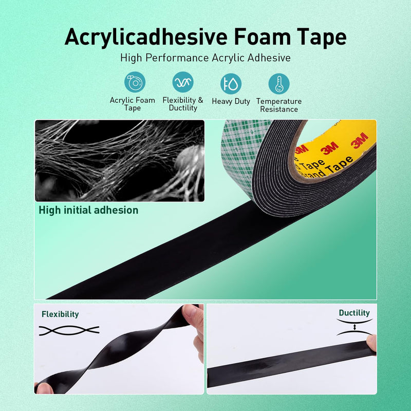 Double Sided Tape Foam Tape 1" x 18Ft Made of 3M 4056 High Shear Adhesive Mounting Tape for Exterior Interior Mounting Applications and Other Home Office Deco