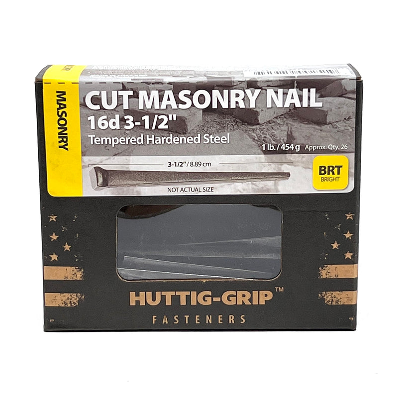 Huttig-Grip 3-1/2 inches Cut Masonry Nail 16d for Furring Strips Mount - 1 lb Pack of 15 Nails 3-1/2 in - 1 lb Pack