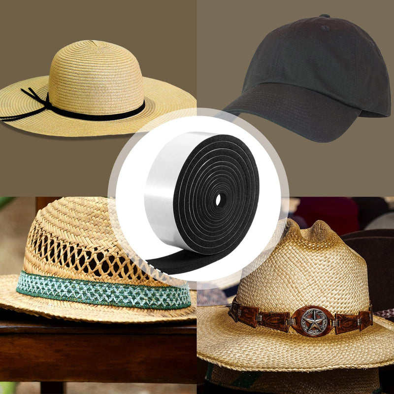 Outus 23 Pieces Hat Size Tape Reducer Foam Reducing Tape Roll Hat Sizer Insert Self Adhesive for Hat Cap Black
