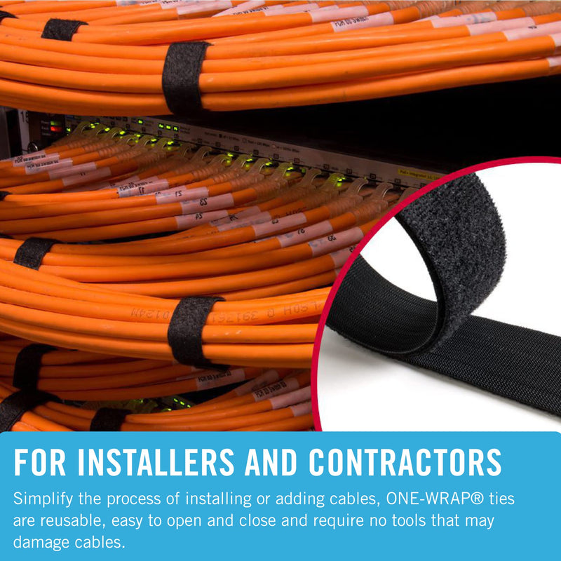 VELCRO Brand Cut to Length Straps Heavy Duty | 45 Ft x 3/4 in | ONE-WRAP Self-Gripping Double Sided Roll | Bundling Ties Fasten to Themselves for Secure Hold, VEL-30834-AMS, Black