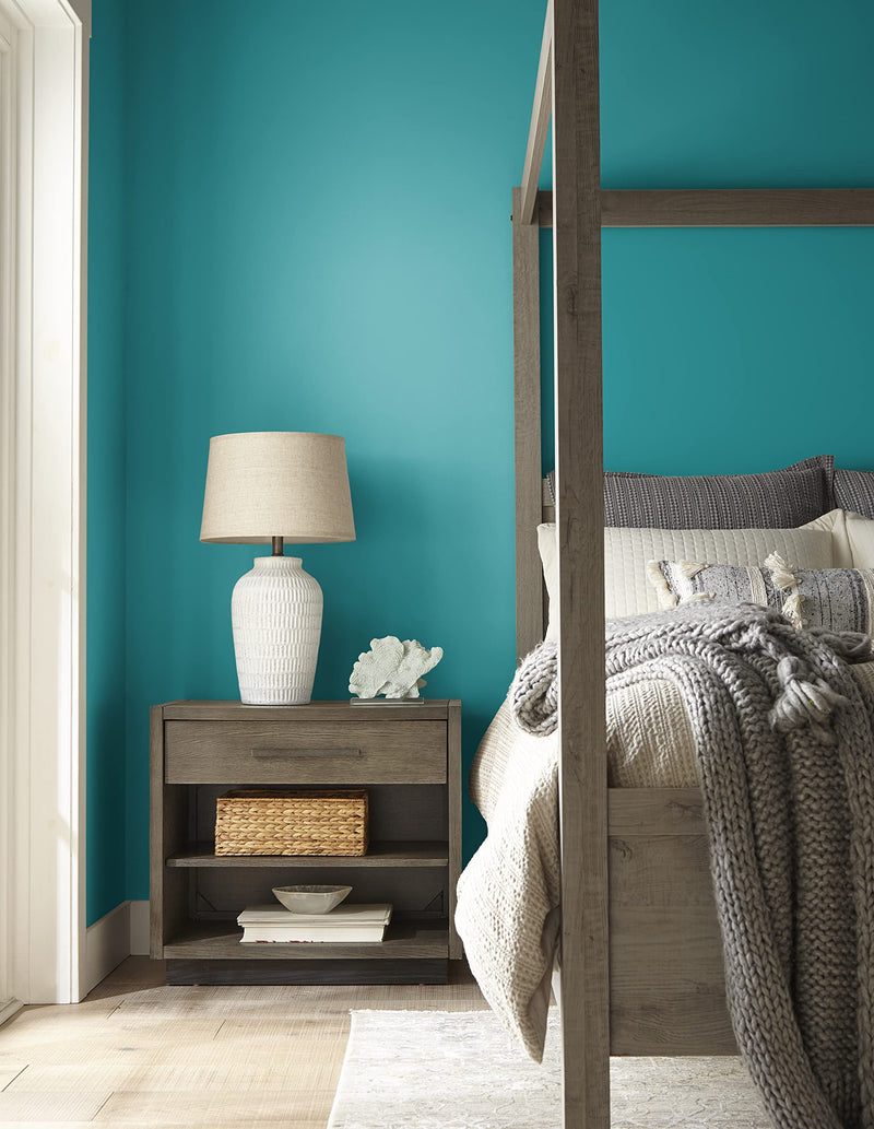 KILZ TRIBUTE Paint & Primer, Interior, Color Sample, True Teal, 8 Ounces 1 Count (Pack of 1) Satin