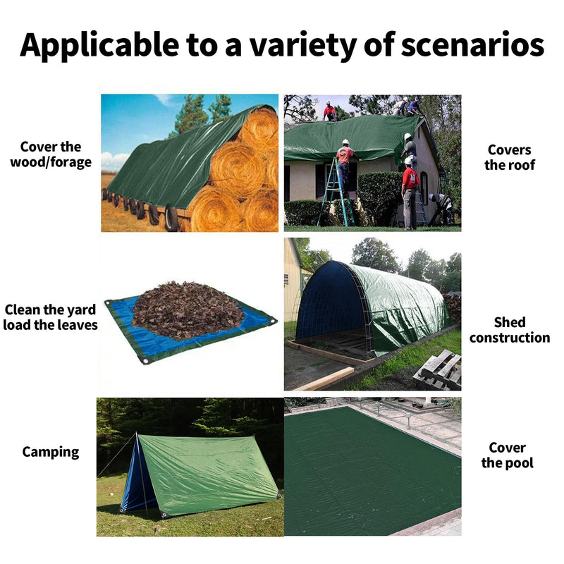 TARPAL 4x6 Green Tarp Waterproof (2 Pack) Small tarps Multipurpose Protective Cover All Purpose Poly Tarps Cover for Firewood Outdoor Furniture etc Green / Blue 4×6feet（2-pack）-Finished size