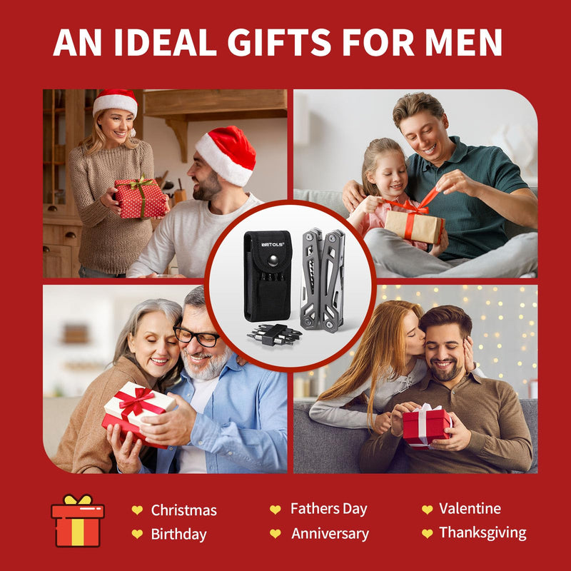 WETOLS Multitool Valentines Day Gifts for Him Boyfriend Husband, 21-in-1 Pliers Mens Gifts Birthday Gifts for Men Dad Grandpa, Self-locking Multi Tool EDC Versatile Tool for Outdoors, DIY, Home,Garden ‎titanium Grey
