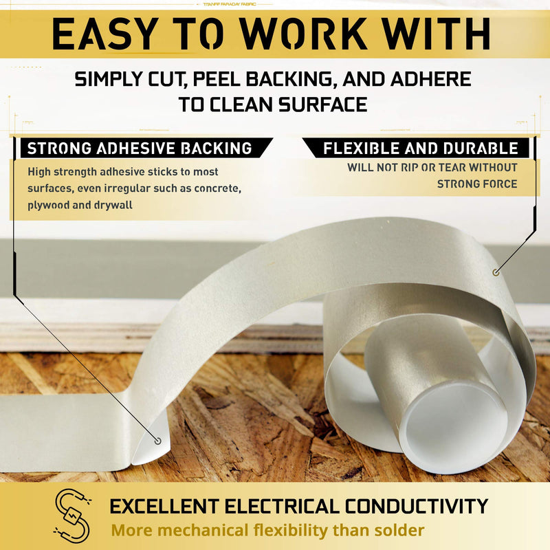 TitanRF Faraday Tape, Conductive Adhesive RF Shielding Roll, 10in x 10ft