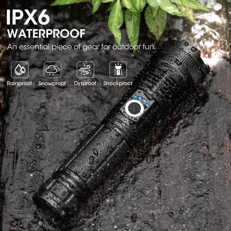 3 Pack Rechargeable Flashlight High Lumens - 99,000LM Super Bright LED Flash Light for Home with 5 Modes, Powerful Waterproof Handheld Flashlight for Camping Emergencies (L-3P) L-3P
