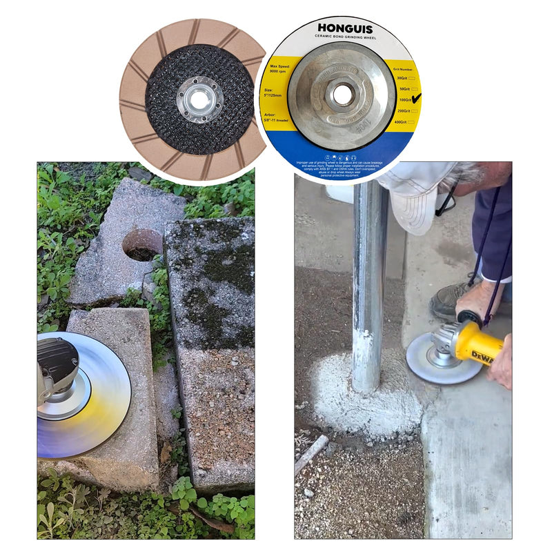 5 inch Transitional Concrete Grinding Wheel,5/8"-11 Arbor Ceramic Bond Cup Wheels for Concrete Smoothing Polishing,100 Grit 5 Inch 100 Grit
