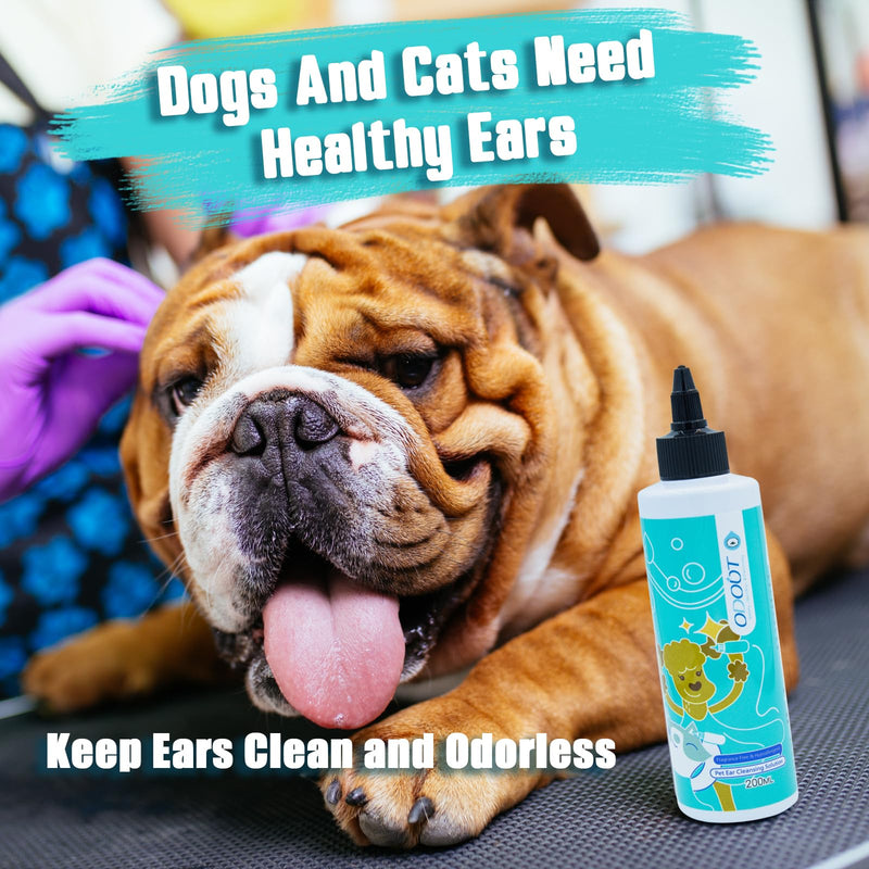 Ear Cleanser for Dogs and Cats, Pet Ear Wash Cleaning Solution with Orchid Extract Release Itching and Deodorize, Fragrance Free 200ml