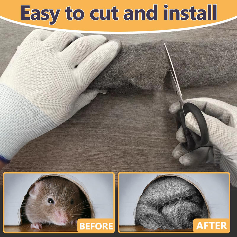 Steel Wool for Mice Control, 3.2" x12 ft Wool, Gap Filler for Home & Garage, DIY Bundle with Gloves & Scissors - 1 Pack