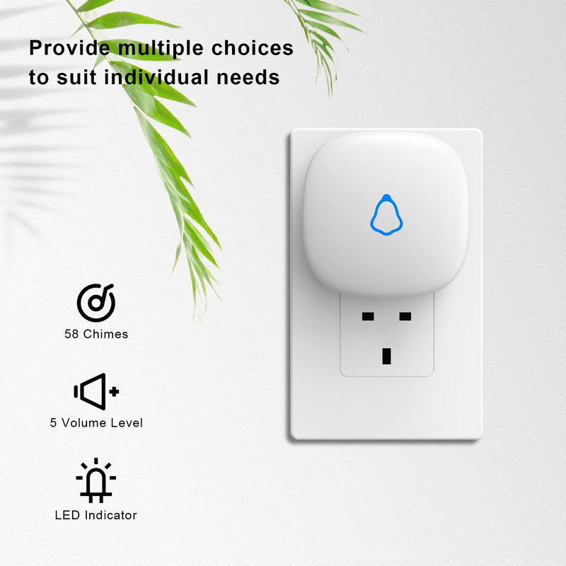 Door Alarms When Opened, METAK Wireless Door Sensor with 500Ft Wider Range LED Indicator, Personalized Door Chime Offers 58 Chimes 5 Volume Levels for Home Store Office, 2 Sensors+1 Receiver White