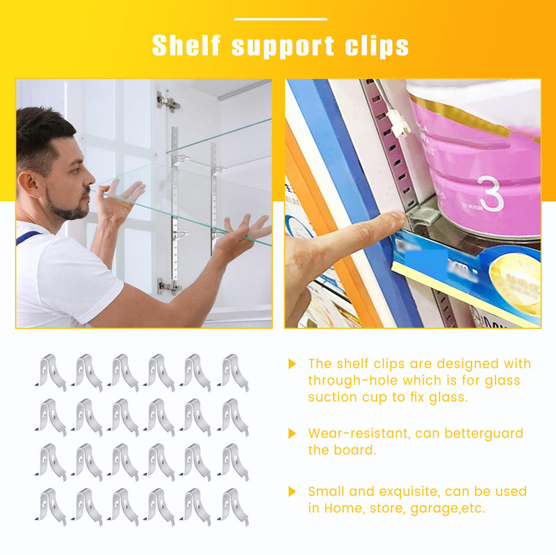 Shelf Clips 30pcs 201 Stainless Steel Metal Shelf Clips for Cabinet Shelf Support Clips for Shelf Pilaters Adjustable Shelving System DIY Cabinet Bookshelf Sheving 30 pcs Silver