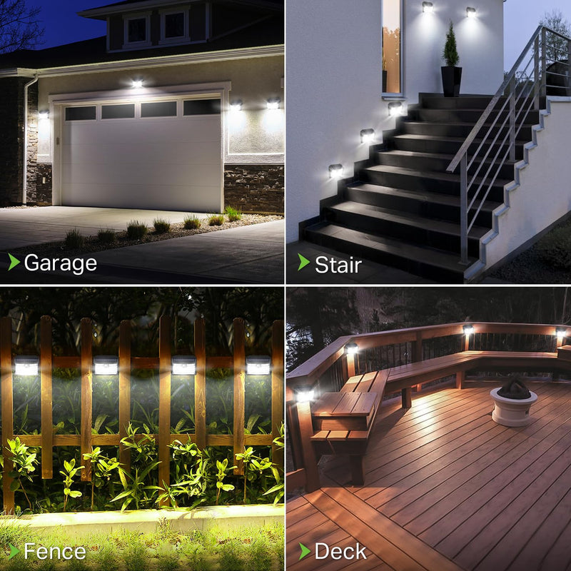 Solar Motion Lights Outdoor, Ultra Bright Solar Fence Lights with Motion Sensor, IP65 Waterproof Security Light 3 Modes, 270° Lighting Angle, Wall Lights for Deck Patio Fence Garage Door (6 Packs) Cool White 6 Pack