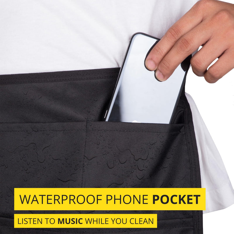 Waterproof Professional Cleaning Apron. Designed for Pro Cleaners Like a Cleaning Caddy Around Your Waist Standard Jet Black