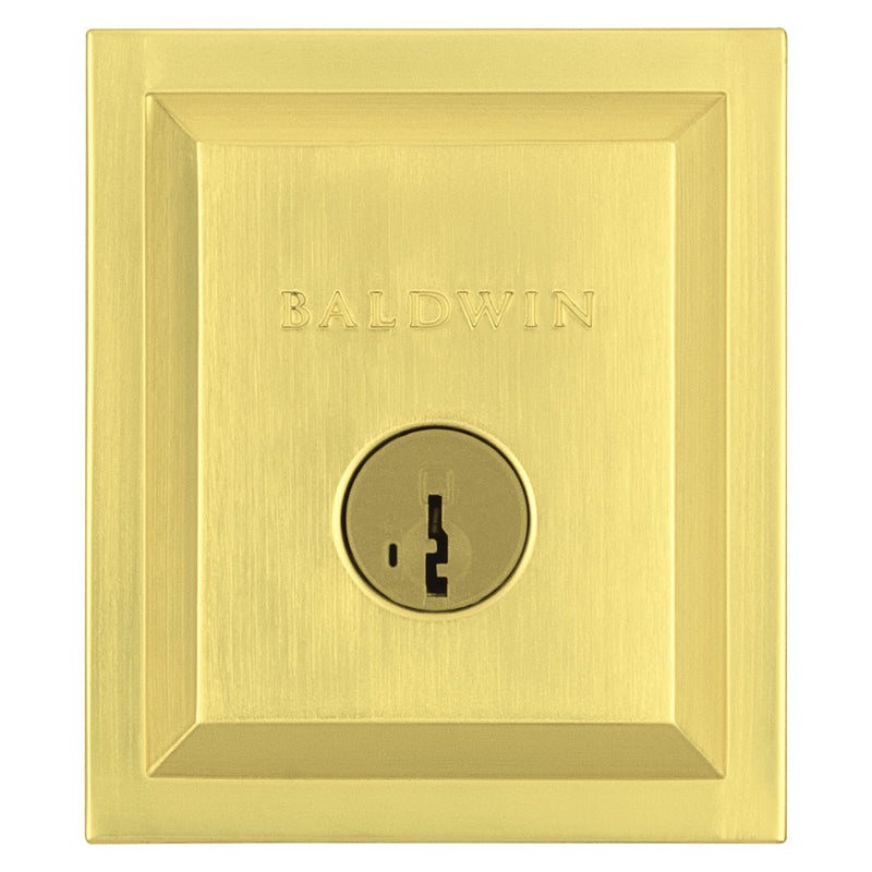 Baldwin Spyglass, Single Cylinder Front Door Deadbolt Featuring SmartKey Re-key Technology and Microban Protection, in Satin Brass