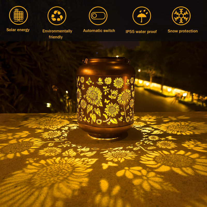 Solar Lanterns Outdoor, Waterproof Hanging Solar Lantern Garden Decor, Solar Lights for Backyard Porch Patio Table Yard Balcony Lawn Pathway, Sunflower Gifts for Women Grandma Mom 1