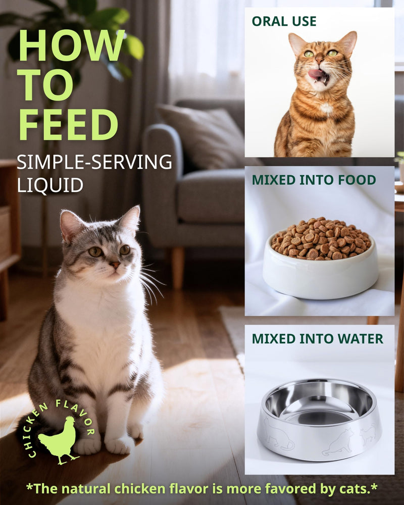 Cat Lax Digestive Support Drops,Psyllium Husk & Prebiotics for Cat Constipation Relief,Gentle Liquid Cat Supplement, Chicken Flavor, Easy Mix into Food, 2 fl oz