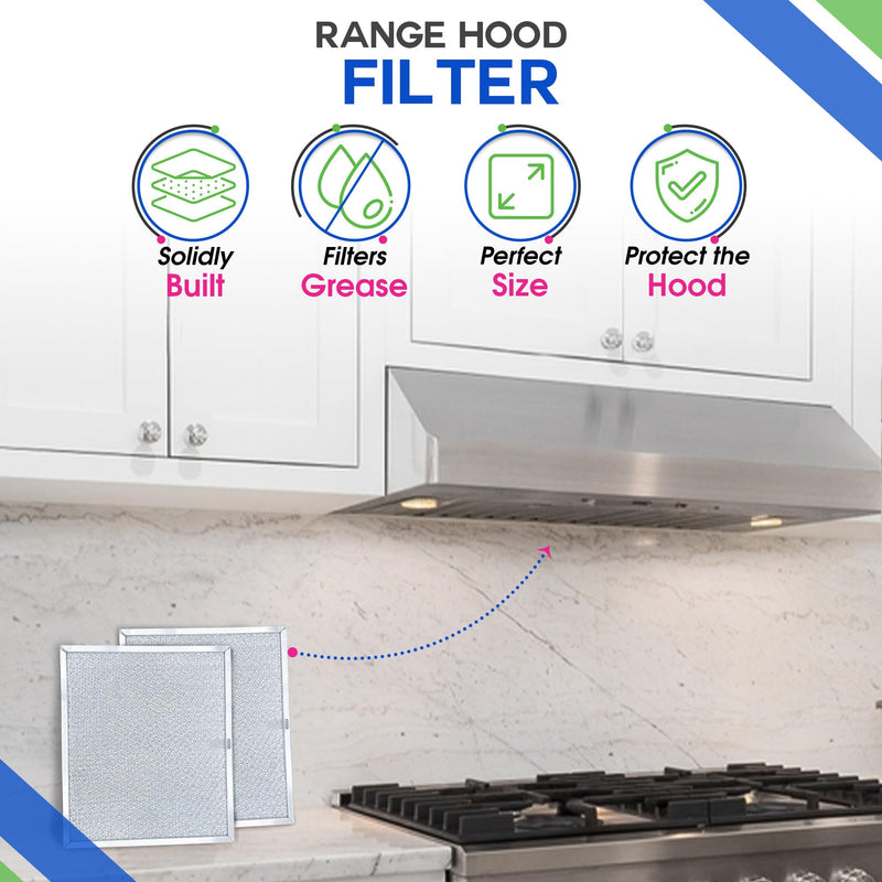 Range Hood Filter Replacement for 9.87 x 11.62 Inch 97007894 GE Broan Range Hood Filter and Nutone Kitchen Exhaust Fan Filter - Hood Vent Filter for Range Hood Filters Grease From Stove Overhead, 2 Pk
