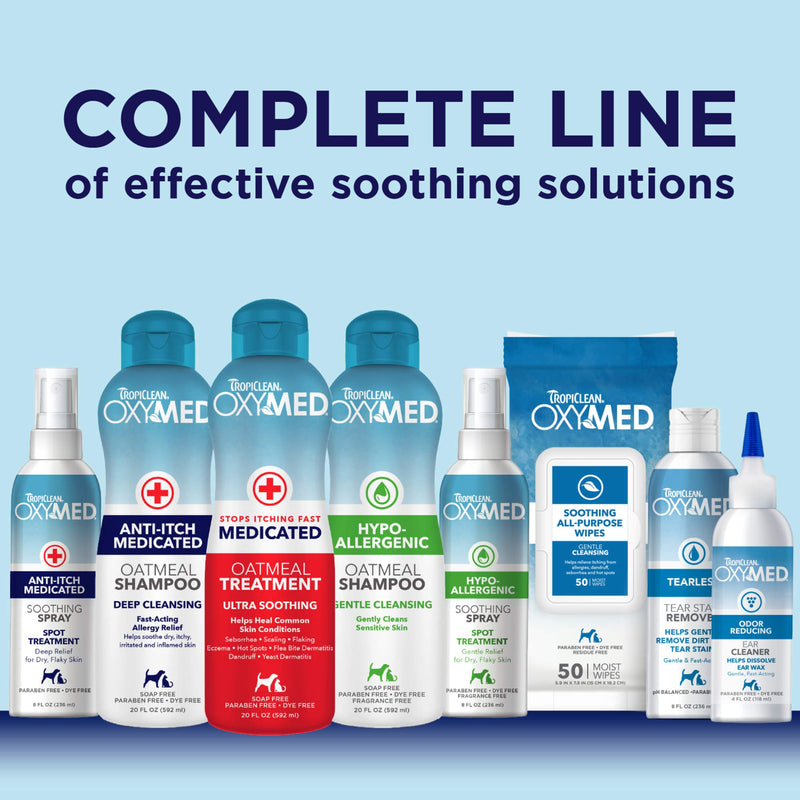 TropiClean OxyMed Medicated Anti Itch Solutions for Pets - Made in USA - Stops Itching Fast - Soothing Relief and Deep Clean for Flaking, Scaling, Seborrhea, Hot Spots, Allergies, Inflammation 20 Ounce Treatment - PawsPlanet Australia