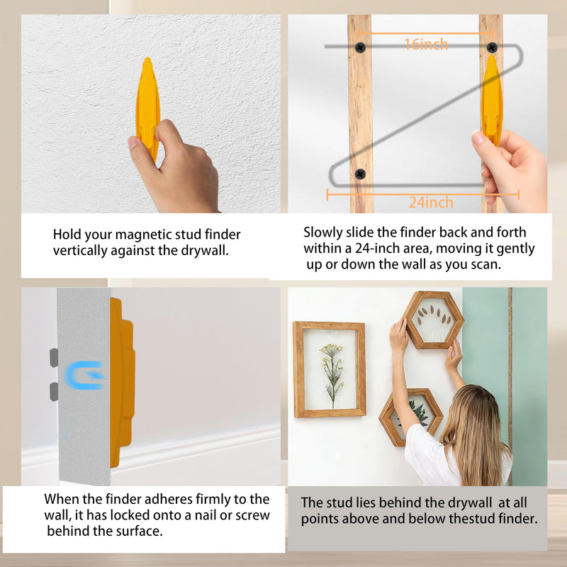2 Pack Magnetic Stud Finder – No Battery Stud Finder Wall Scanner Magnet for Drywall & Wood Walls, Stud Buddy Magnetic Stud Finder with Strong Magnet, Ergonomic ABS Wall Stud Finder