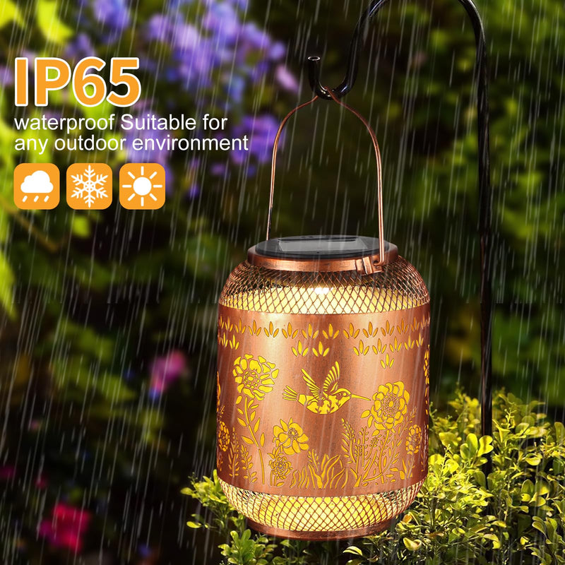 Hummingbird Solar Lanterns Outdoor Hanging Christmas Lantern as Birthdays Gifts for Women Mom Grandma Metal Waterproof Garden Decorative Hummingbird Solar Lights for Yard, Patio, Lawn, Porch, Backyard Style_Hummingbird