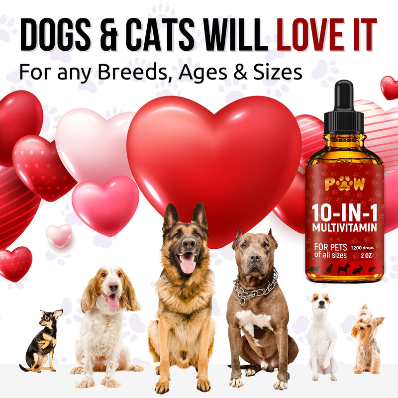 10 In 1 Cat & Dog Multivitamin - Hip & Joint Vitamins For Dogs + Vitamins C, D, B1-12 - Cranberry Supplement For Dogs & Cat Vitamins - Bladder, Kidney, Skin, Joint Support - Glucosamine Dog Supplement - PawsPlanet Australia