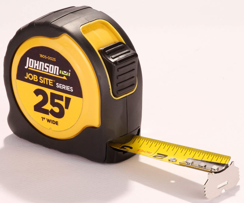 Johnson Level & Tool 1805-0025 Job Site Power Tape, 25', Black/Yellow, 1 Tape 25 Foot x 1 Inch