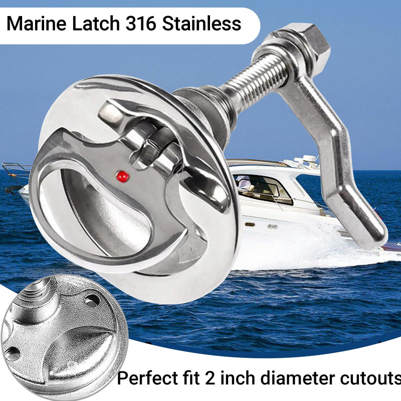 Boat Hatch Latch Stainless Steel Marine Slam Latch Boat Flush Pull Handle with Plate and Screws 2 pack