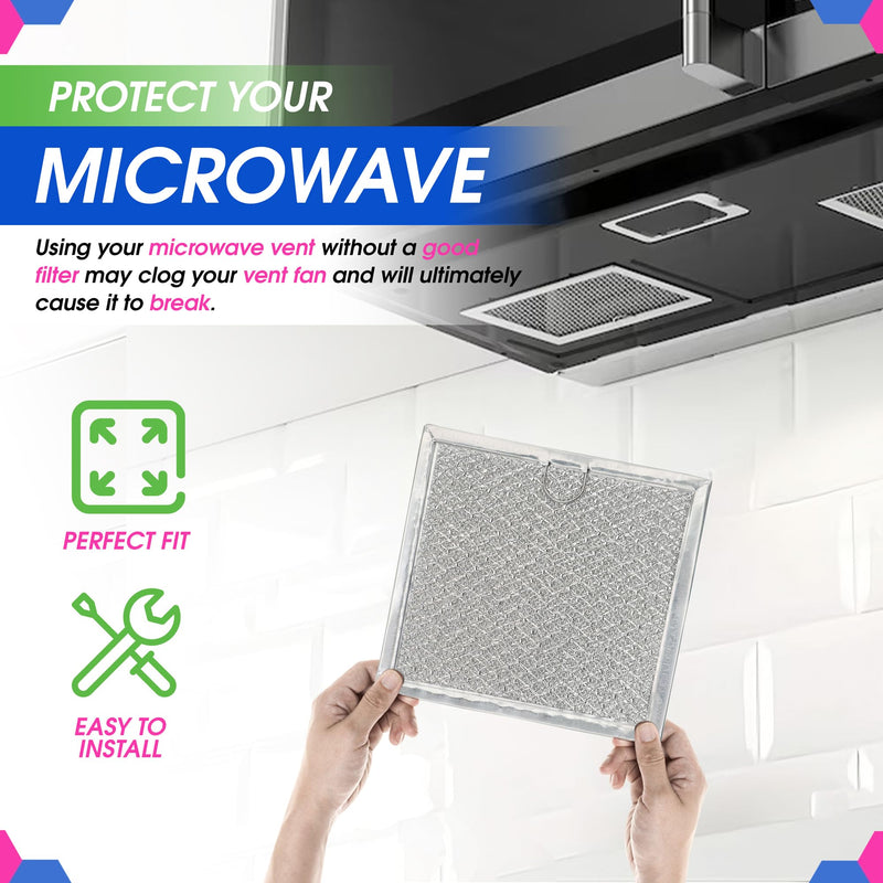 Microwave Filter replacement 6.81" x 6.34" Fits GE WB02X11534 Samsung DE63-00666A Microwave Grease Filter - Freshens and Filters Kitchen Air Entering the Over-the-Range Oven Stove Fan (2-Pack) 1