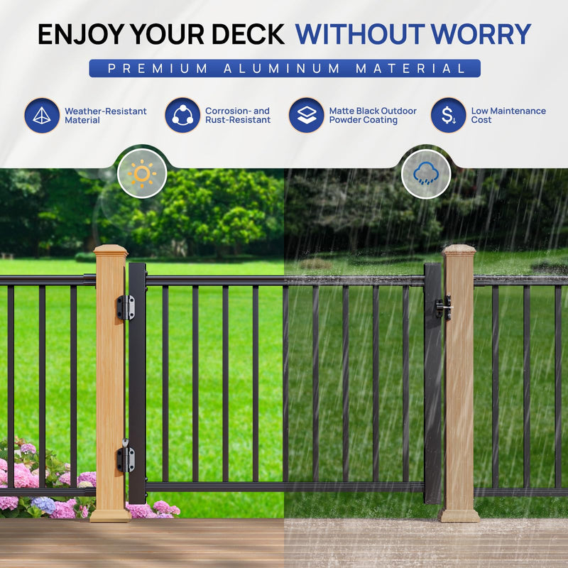 Egadis Premium Self-Closing Gate Hinges with Key Lockable Latch, Heavy-Duty Outdoor Gate Hardware Kit for Deck, Patio, Porch, Yard Gates Premium Gate Hinge + Latch
