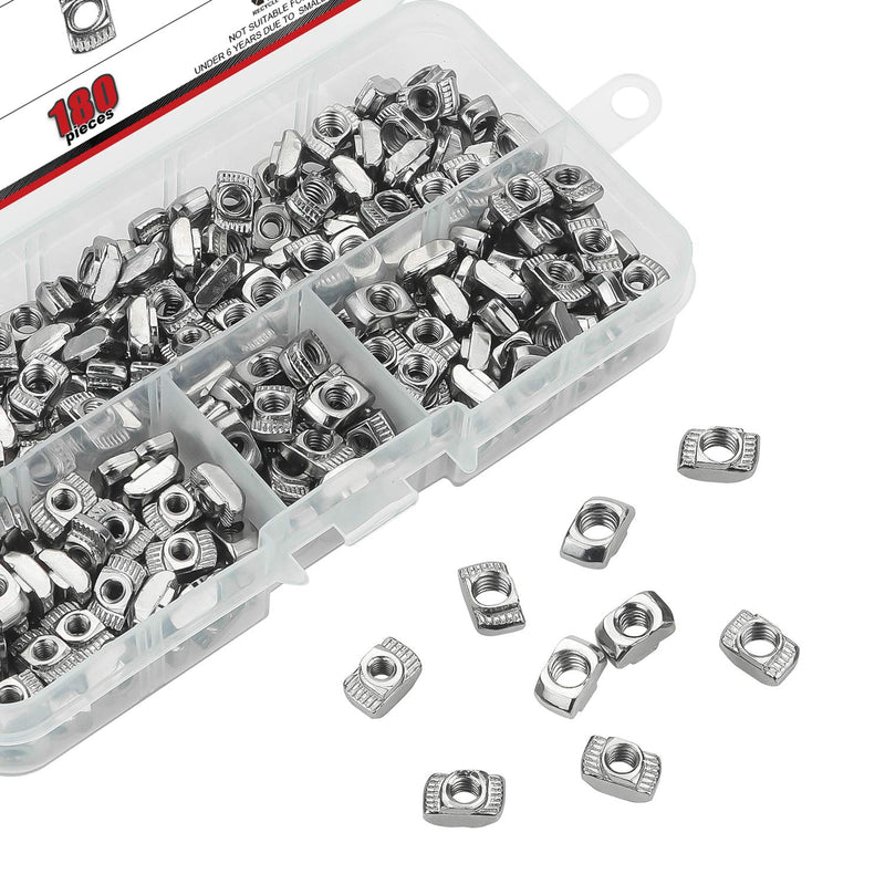 DYWISHKEY 180 Pieces 2020 Series T Nuts M3/ M4/ M5 T Slot Nut Hammer Head Fastener Nut Assortment Kit for Aluminum Profile