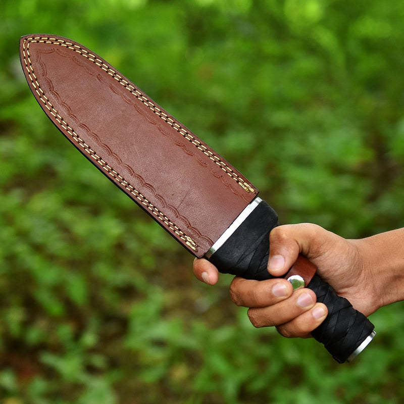 V M Vinland Saga Thorfinn Dagger Replica – Handmade Fixed Blade Viking Knife with Leather Sheath, Real Anime Collectible Gift for Men