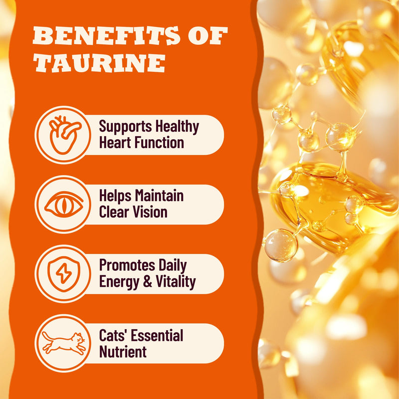 13.05 oz Taurine for Cats Vitamins Treats, Cat Taurine Supplement with Multivitamin & Omega-3 - for Heart, Vision & Immune Support, Skin & Coat Health, Chicken Flavor