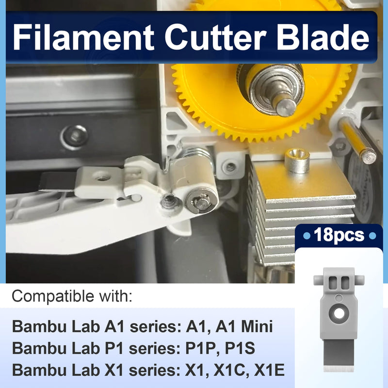 18PCS Replacement Filament Cutter Blades for Bambu Lab A1/A1 mini/P1/X1/P1P/P1S/P2S/X1C/X1E 3D Printers, Filament Cutter for Bambulab Compatible with AMS Retractions, Prevent Filament Jams 18-Pack