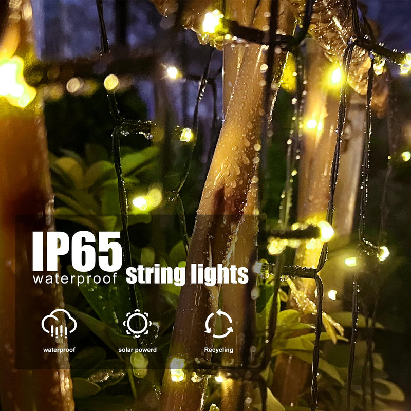 2 Pack Solar String Lights for Outside, 72FT 200 LED Solar Christmas Lights Outdoor with 8 Lighting Modes, IP65 Waterproof Solar String Lights Outdoor for Garden Party Tree Decor,Warm White Warm White
