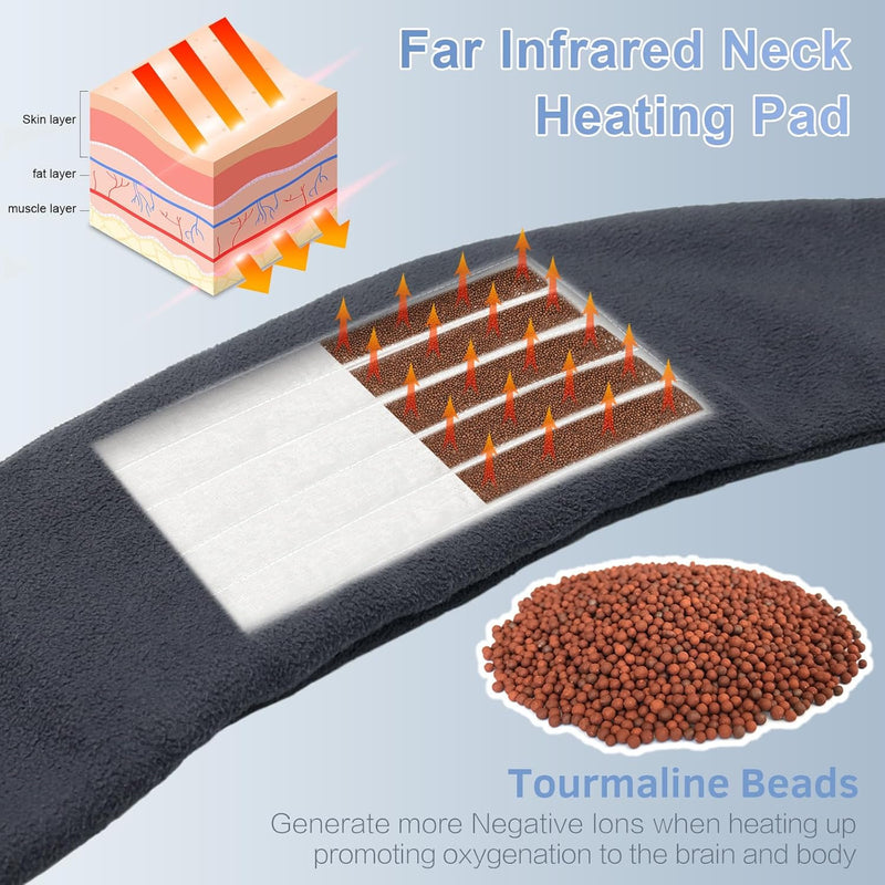 Comfytemp heated scarf for women and men, far infrared neck warmer with 5000 mAh power bank, quick-heating heating scarf, 3 heating levels & automatic switch-off, heat pad neck for indoor/outdoor cold protection M grey