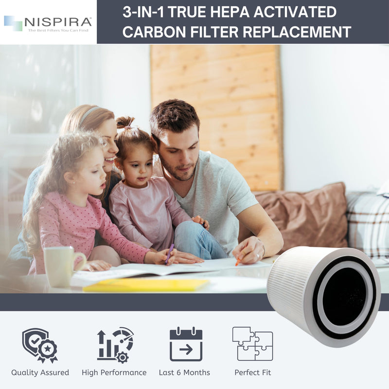 Nispira TT-AP005 Replacement Filter for TaoTronics Air Purifier 3-in-1 True HEPA Smoke Dust VOCs Remover, 1 Pack