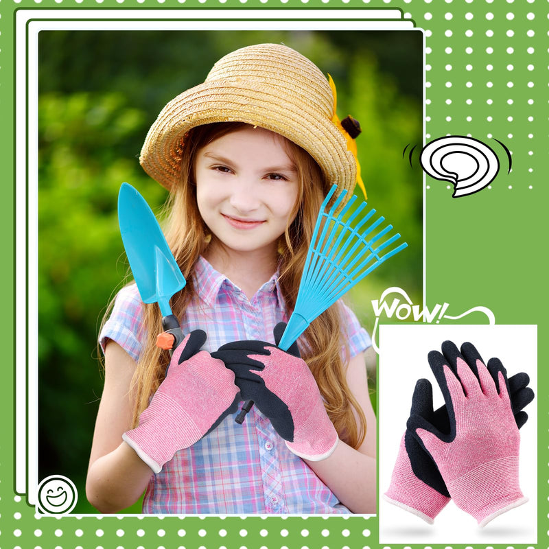 Jeyiour 30 Pairs Kids Gardening Gloves Yard Work Gloves Non Slip Children Soft Safety Rubber Coated Gloves for Kids Children 6-12 Years