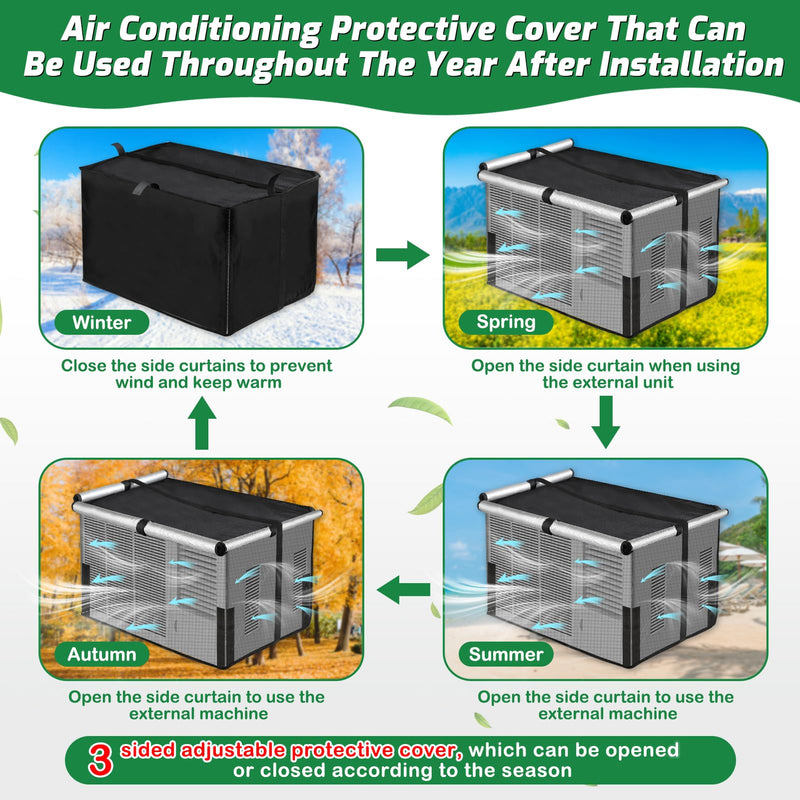 Mesh Window Air Conditioner Cover Outdoor, 21"W x 16"D x 15"H Double-Layer Cloth + Mesh Cover for All Year
