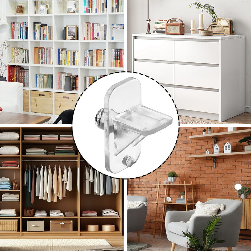 24 Pcs Shelf Holders Pegs-1/4 Inch Clear Plastic Cabinet Shelf Clips-Furniture Support Pin for Kitchen Cabinet Wood Shelving Shelf Bookcase Pegs Replacement 24 Pcs