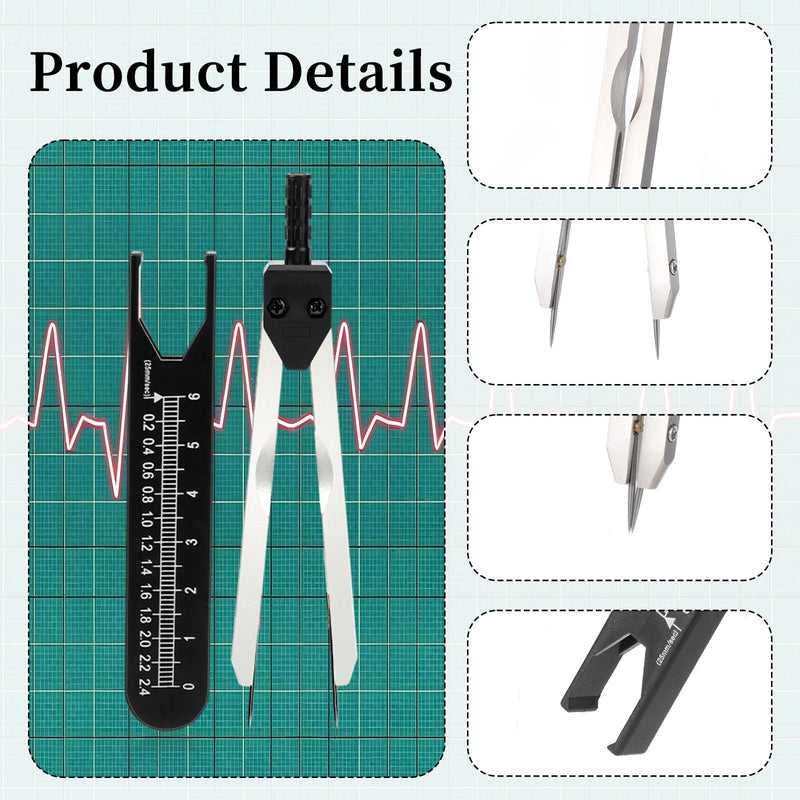 8 Pack EKG Calipers ECG Caliper Metal Electrocardiogram Divider with Ruler, Electrocardiography Measuring Tool for Doctors, Nurses, Nursing, Medical Student Essentials - Black