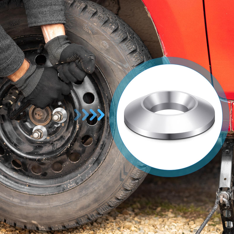 20 Pcs Aluminum Wheel Washer Replacement, 60 Degree Aluminum Wheel Washer for Car Enthusiasts, Repair Technicians, Flat Surface to 60 Degree Lug Taper