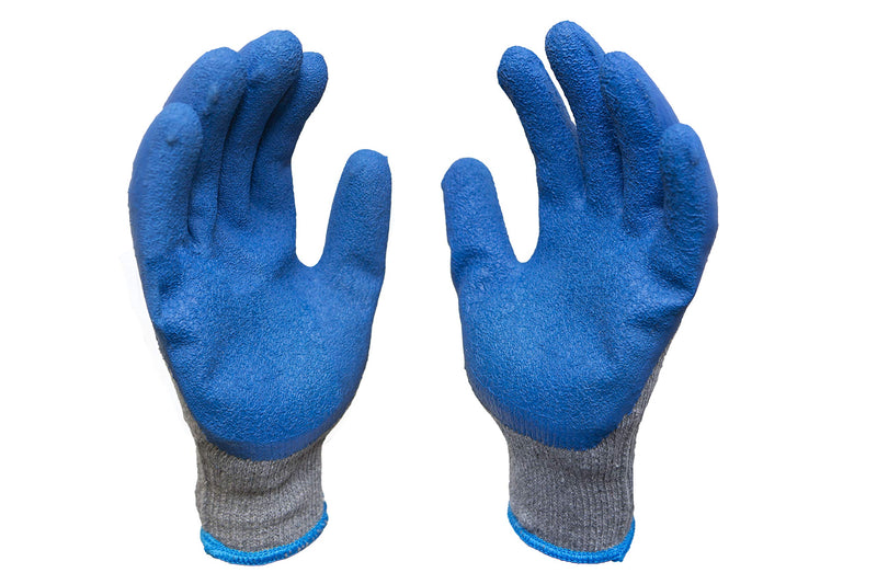 G & F Products - 3100L-DZ-Parent 12 Pairs Large Rubber Latex Double Coated Work Gloves for Construction, gardening gloves, heavy duty Cotton Blend Blue Ocean Blue Large (Pack of 12)