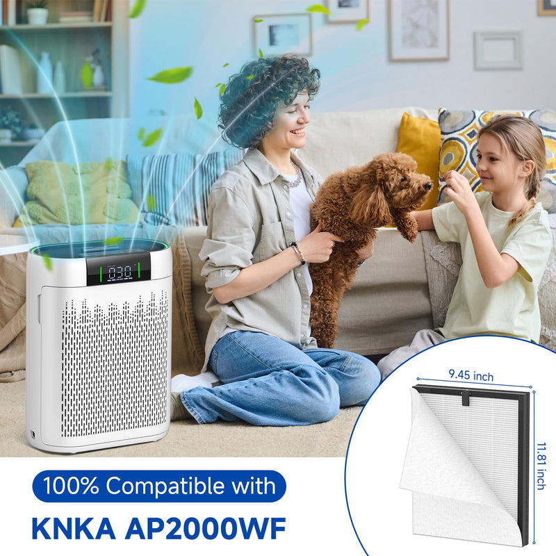 2 Pack AP2000WF Replacement Filter Compatible with KNKA Air Purifier