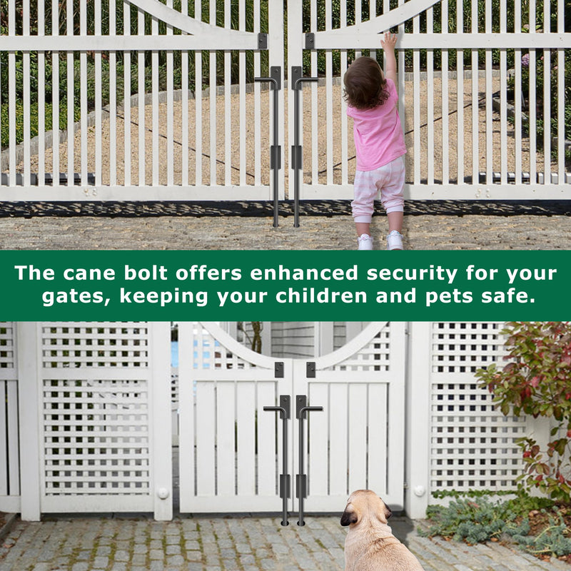18" Heavy Duty Cane Bolt Gate Drop Rod with Upgraded Design, Square Drop Rod Kit for Double Gate Wood PVC Vinyl Metal Yard Gate Latch-2 Pack 18 Inch-2 Pack